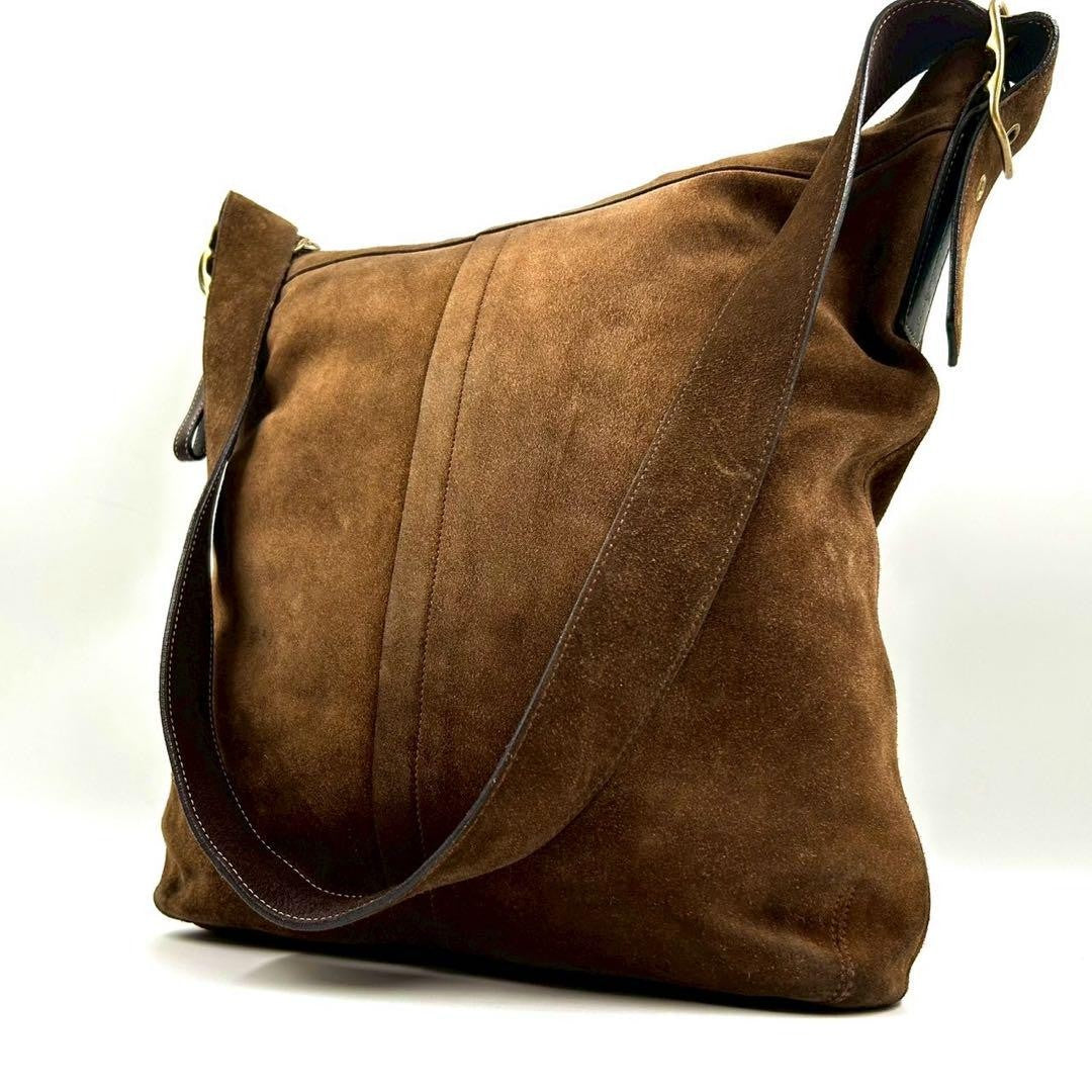 COACH Shoulder Bag Purse 9322 Suede Dark Brown Authentic