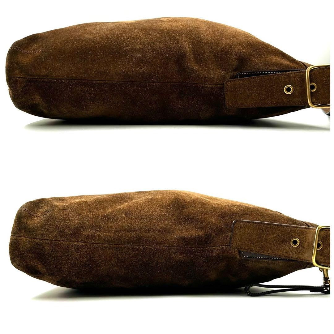 COACH Shoulder Bag Purse 9322 Suede Dark Brown Authentic