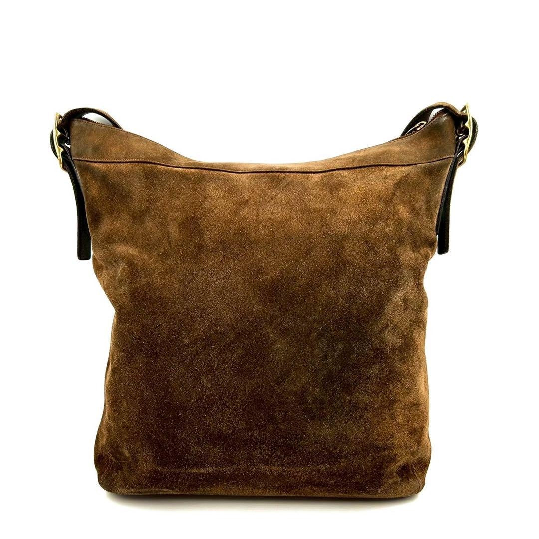 COACH Shoulder Bag Purse 9322 Suede Dark Brown Authentic