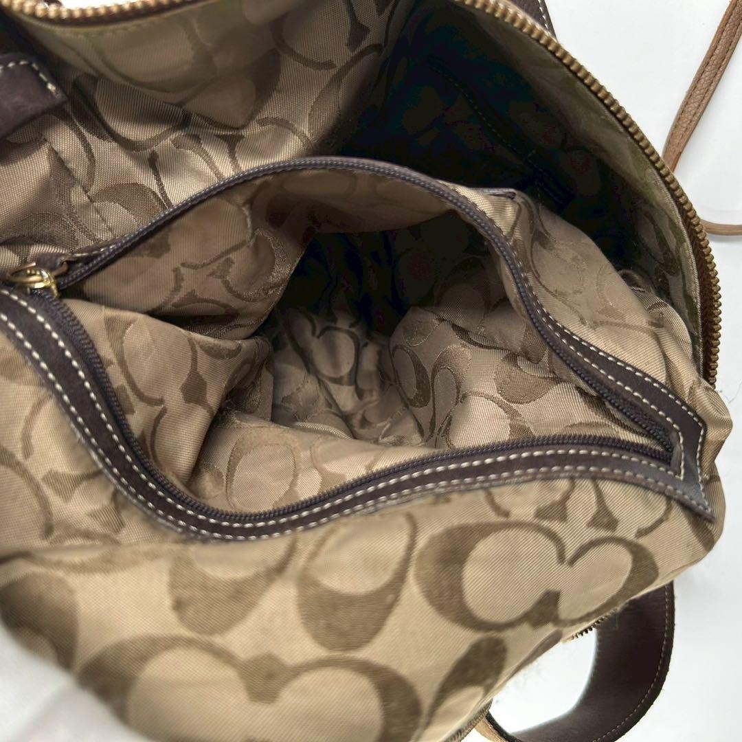 COACH Shoulder Bag Purse 9322 Suede Dark Brown Authentic