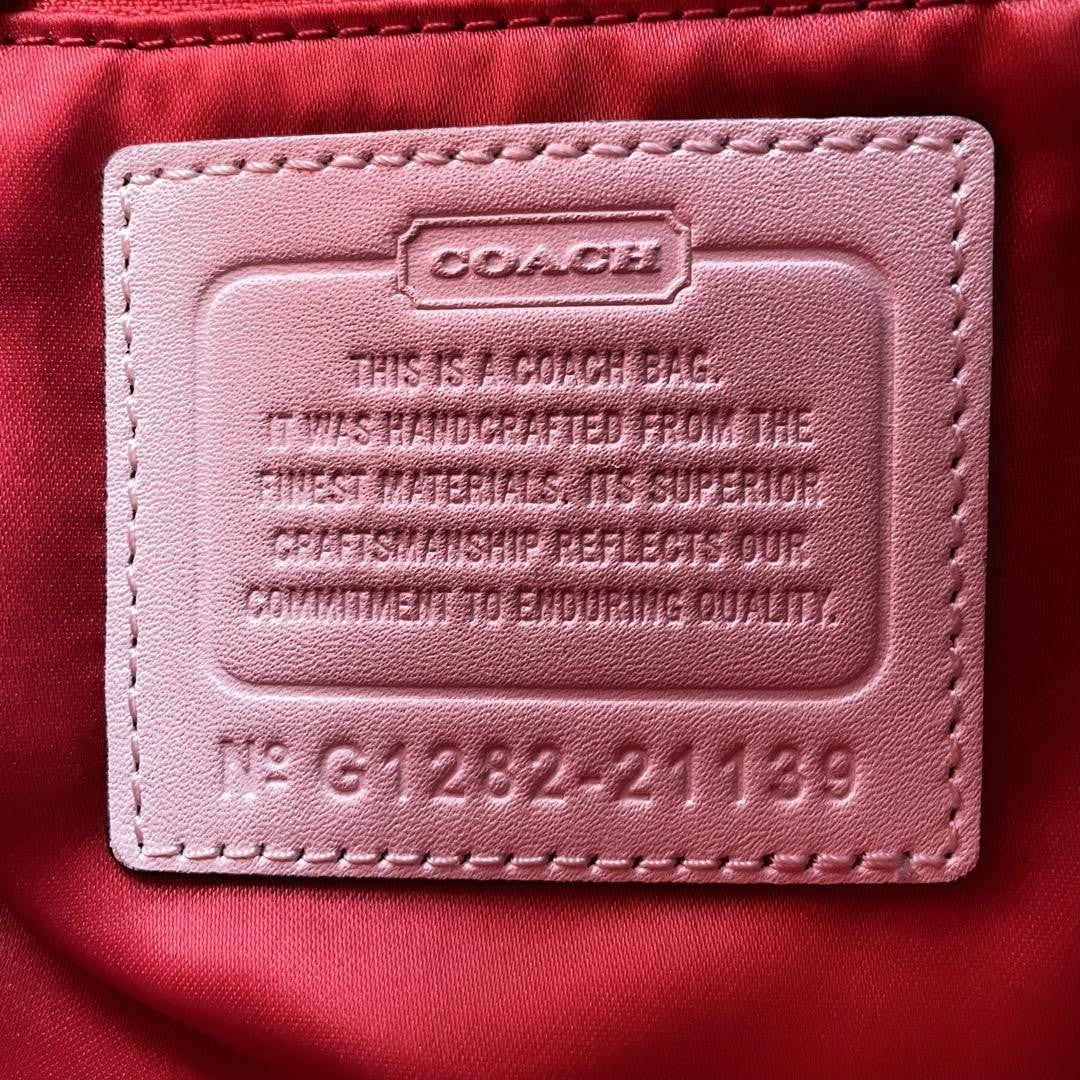COACH Hand Shoulder Bag Tote Purse 2way Signature Canvas White Authentic