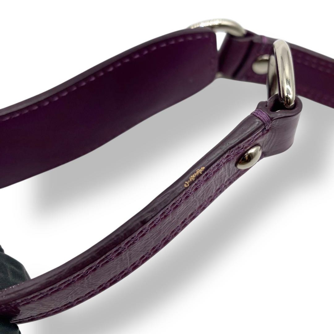 COACH Hand Shoulder Bag Tote Purse 2way Canvas Leather Purple Authentic