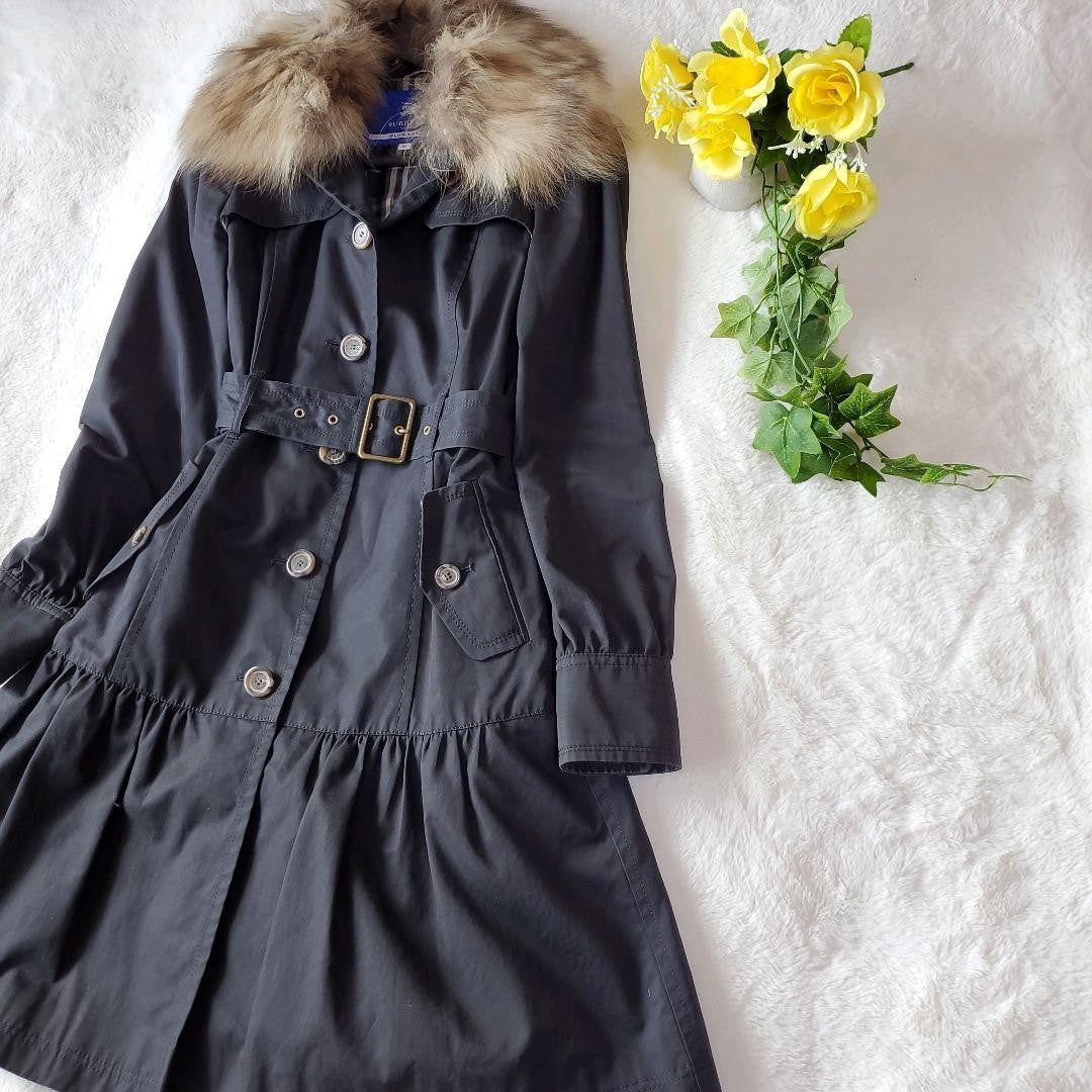 BURBERRY BLUE LABEL Coat Nova Check Asian fit M 38 US size S Black Authentic