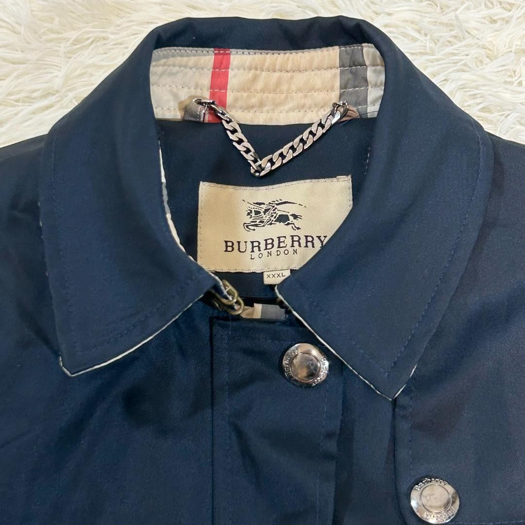 BURBERRY LONDON Coat Nova Check Asian fit 3XL US size 2XL Navy Authentic