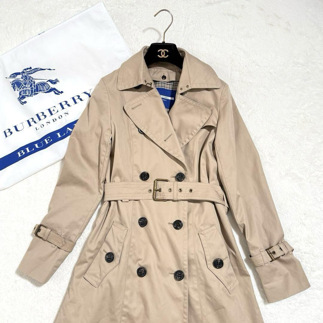 BURBERRY BLUE LABEL Coat Nova Check Asian fit M 38 US size S Beige Authentic