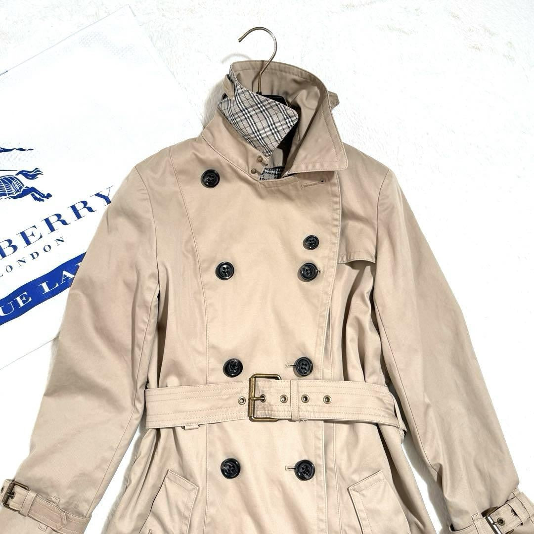 BURBERRY BLUE LABEL Coat Nova Check Asian fit M 38 US size S Beige Authentic