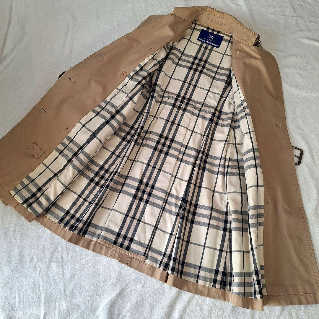 BURBERRY BLUE LABEL Coat Nova Check Asian fit L 40 US size M Honey Beige Auth