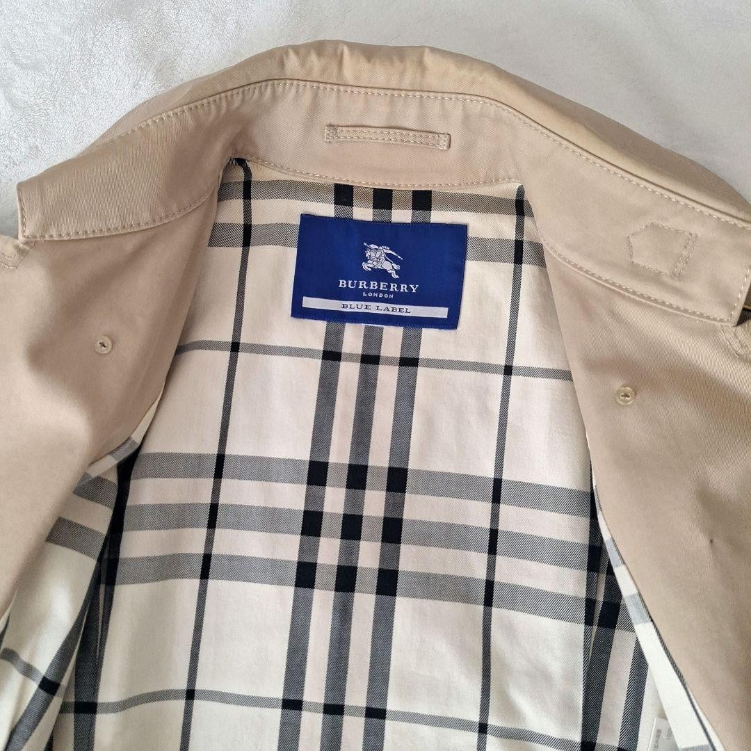 BURBERRY BLUE LABEL Coat Nova Check Asian fit L 40 US size M Honey Beige Auth