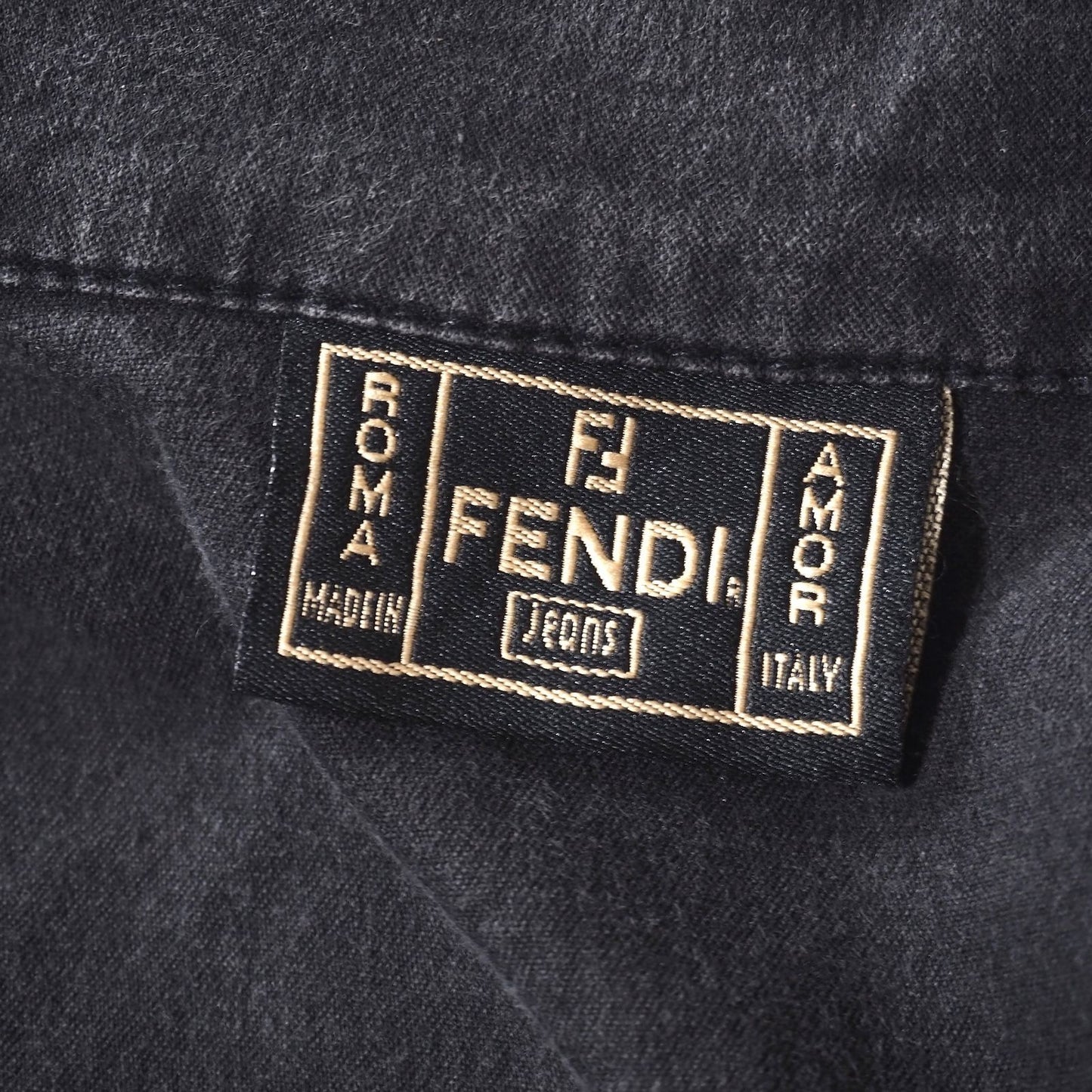 FENDI Denim Jacket FF Asian fit XL 42 US size L Dark Gray Authentic