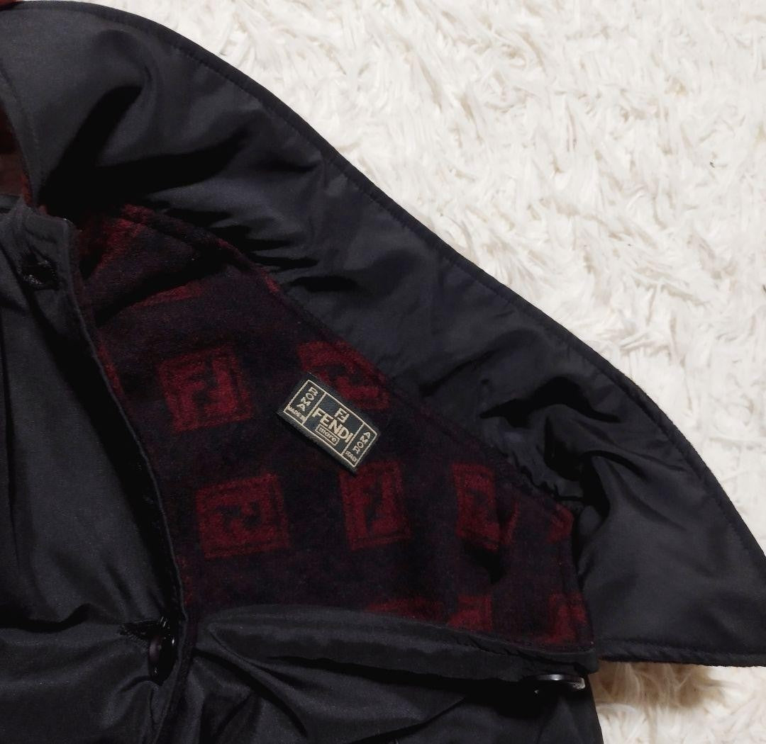 FENDI Coat FF FREE SIZE Black Red Dark Brown Authentic