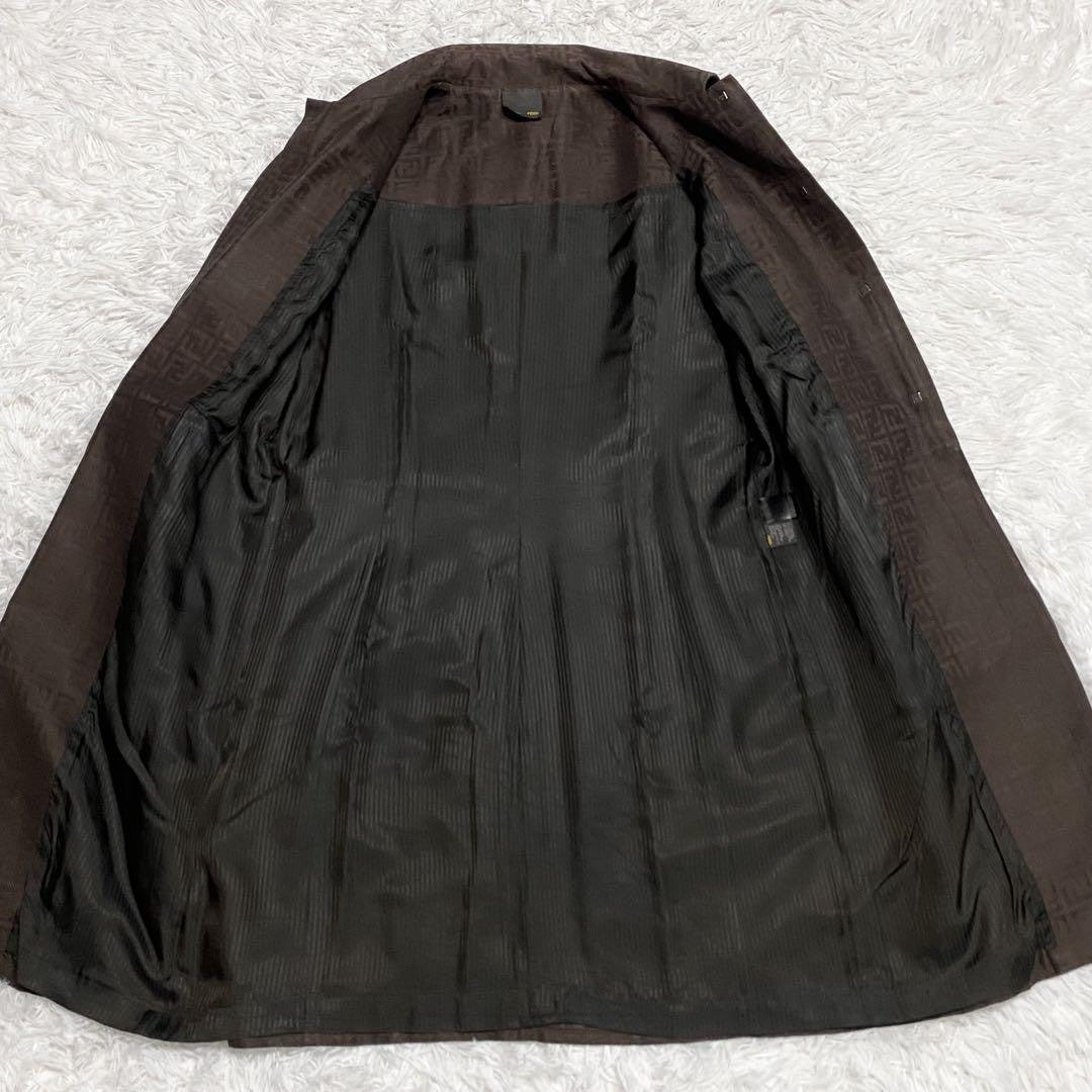 FENDI Coat FF Zucca Asian fit 2XL 44 US size XL Brown Authentic