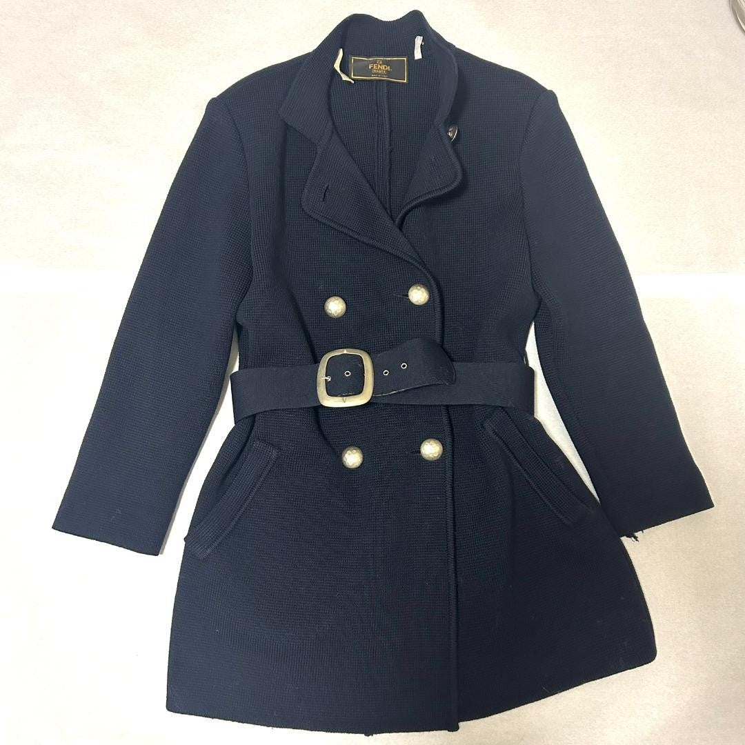 FENDI Coat FF Asian fit XL 42 US size L Navy Authentic
