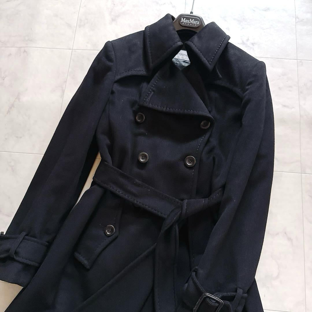 MaxMara SPORTMAX Long Coat Asian fit L 40 US size M Black Authentic