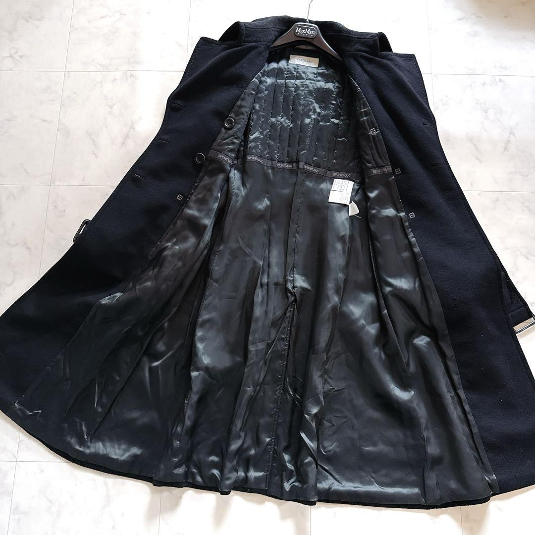 MaxMara SPORTMAX Long Coat Asian fit L 40 US size M Black Authentic