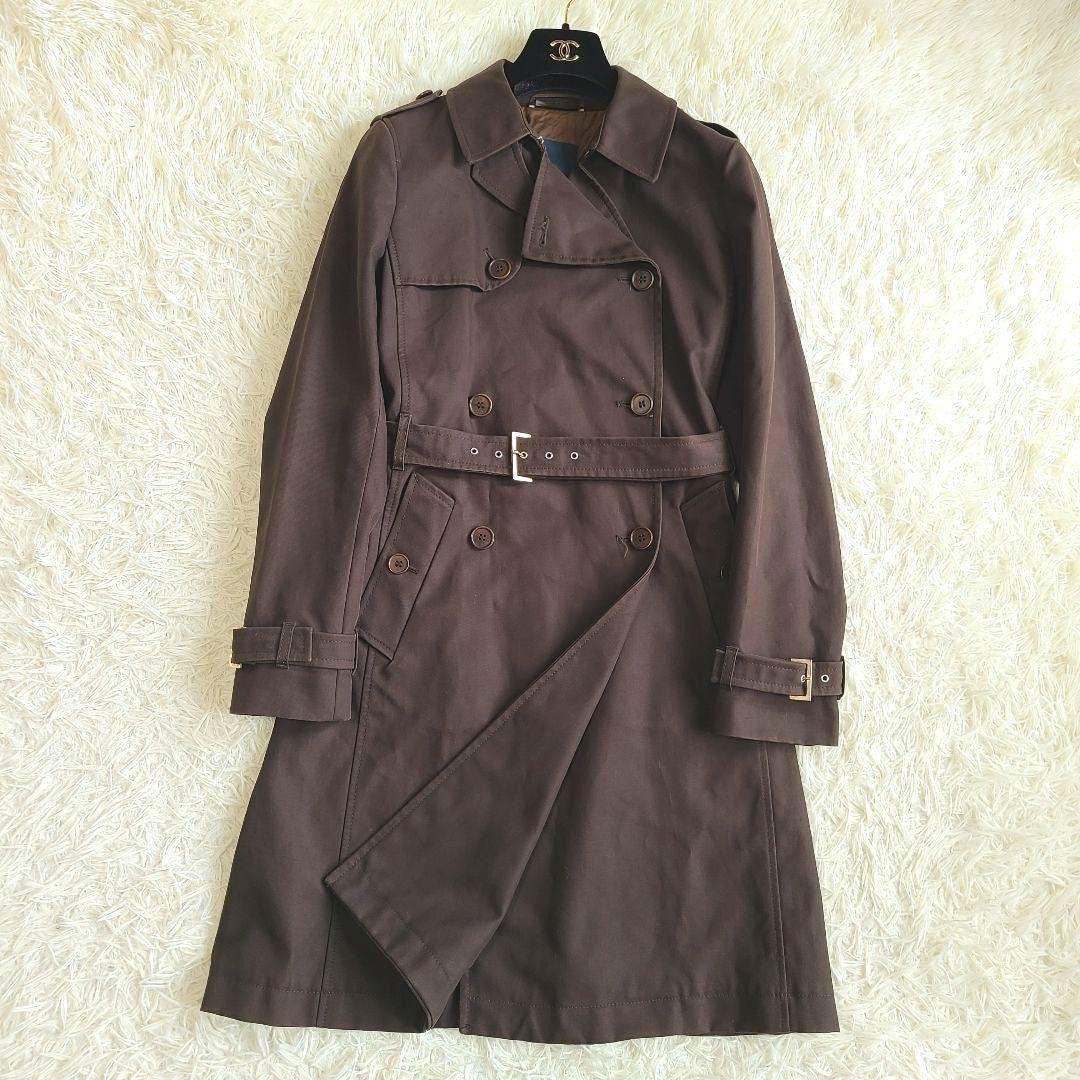 S Max Mara Trench Coat Asian fit L 40 US size M Brown Authentic