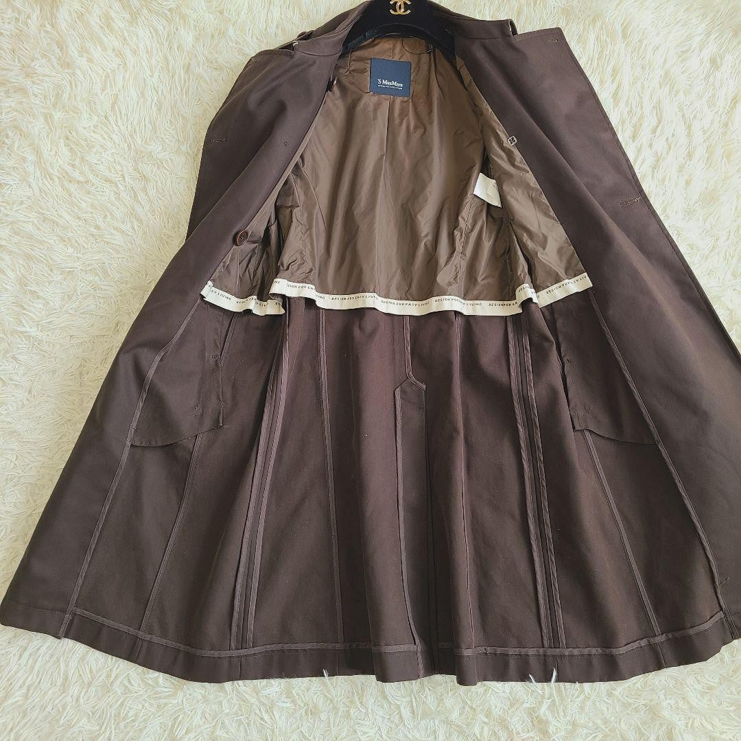 S Max Mara Trench Coat Asian fit L 40 US size M Brown Authentic