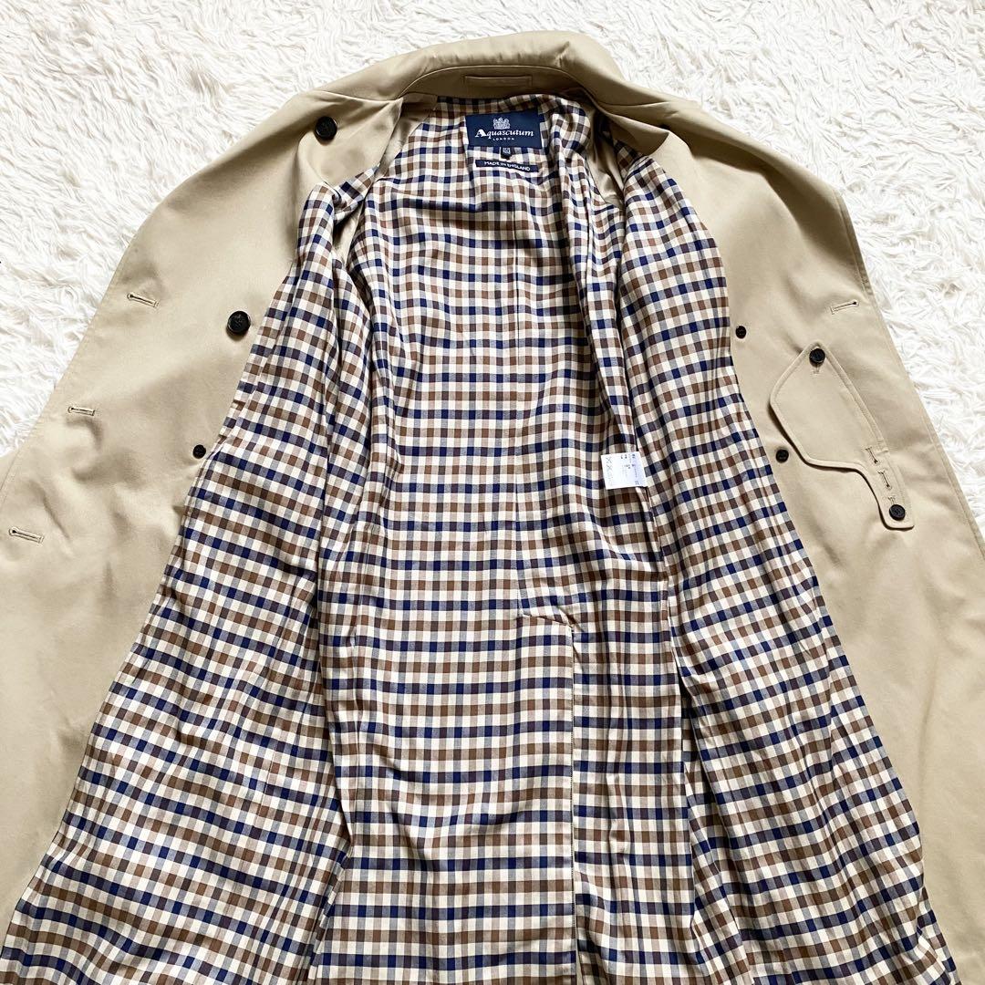 Aquascutum Trench Coat Club Check Asian fit XL 42 US size L Beige Authentic
