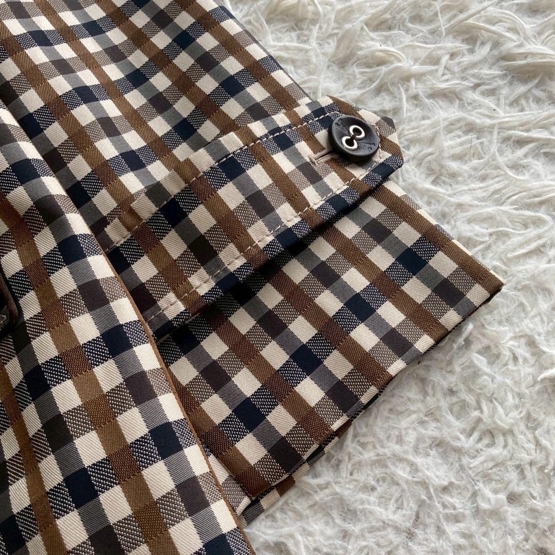 Aquascutum Trench Coat Club Check Asian fit M US size S Brown Authentic