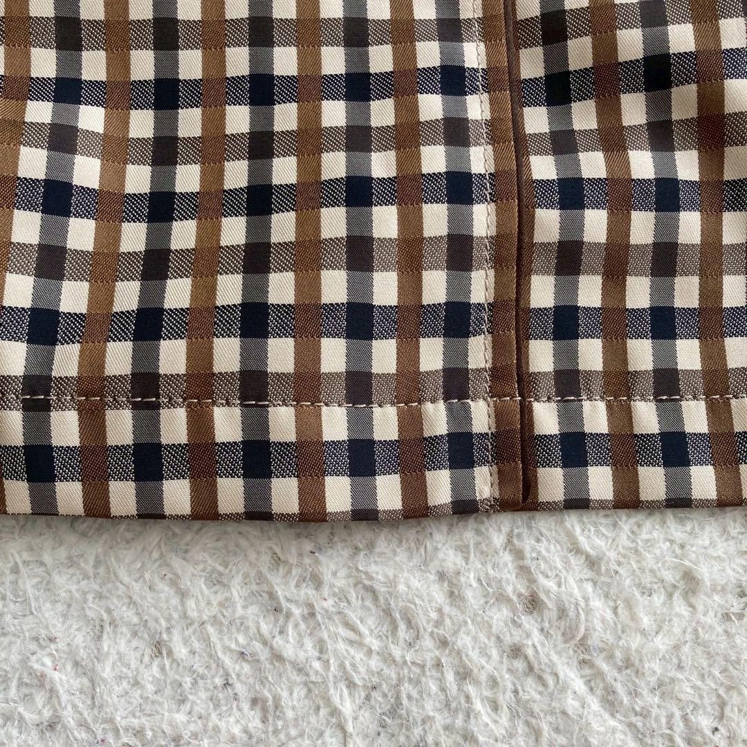 Aquascutum Trench Coat Club Check Asian fit M US size S Brown Authentic