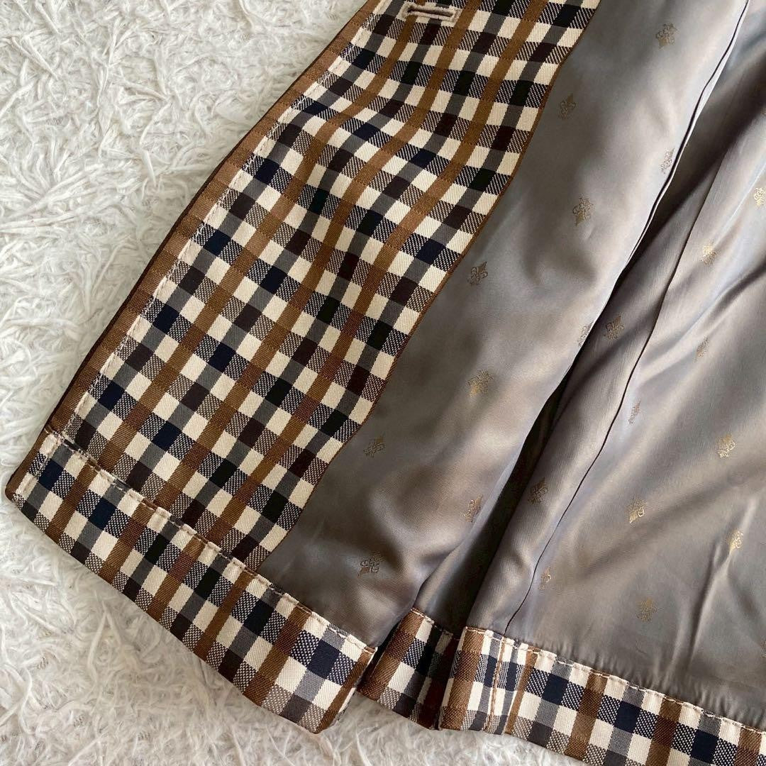 Aquascutum Trench Coat Club Check Asian fit M US size S Brown Authentic