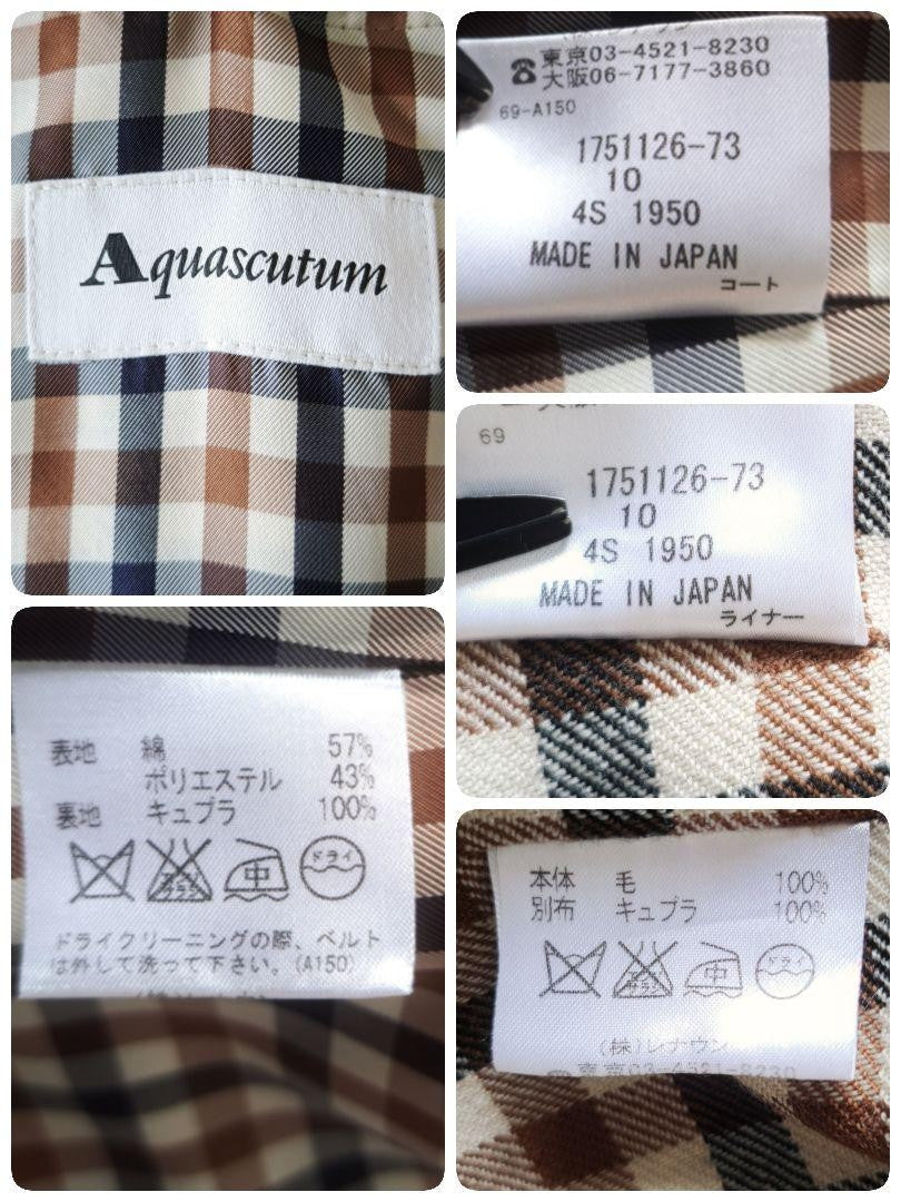 Aquascutum Trench Coat Club Check Asian fit L US size M Light Beige Authentic