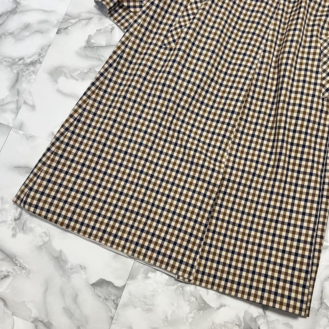 Aquascutum Trench Coat 2way Club Check Asian fit M US size S Beige Authentic
