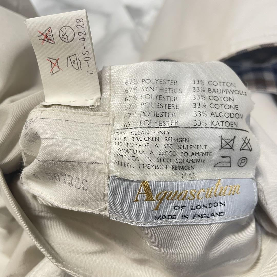 Aquascutum Trench Coat 2way Club Check Asian fit M US size S Beige Authentic