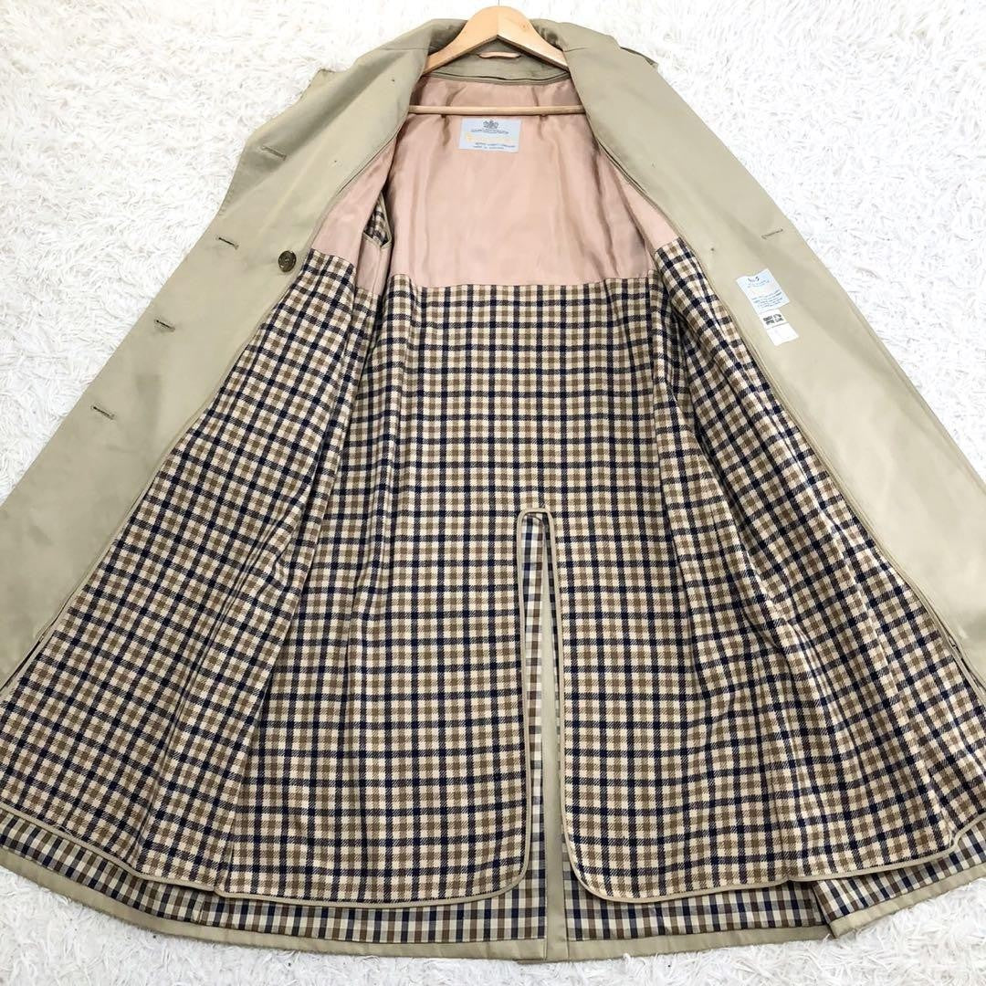 Aquascutum Trench Coat Club Check FREE SIZE Authentic