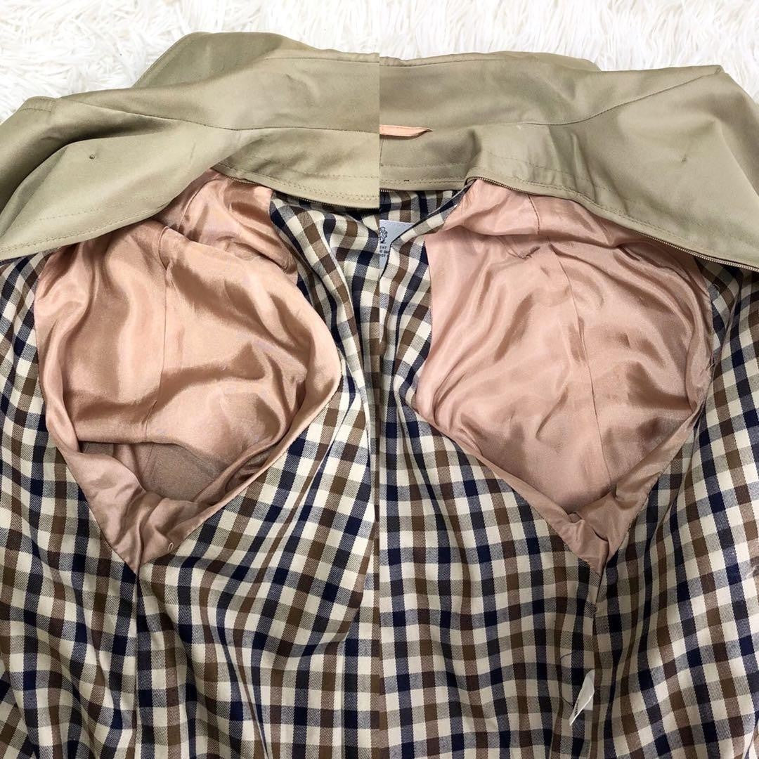Aquascutum Trench Coat Club Check FREE SIZE Authentic