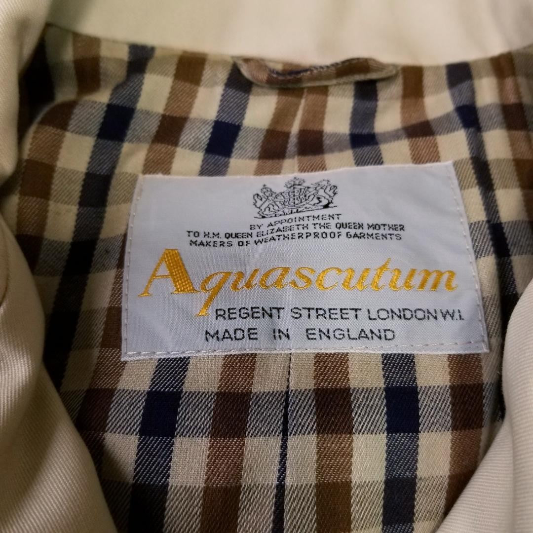 Aquascutum Trench Coat Club Check Asian fit XL US size L Beige Authentic