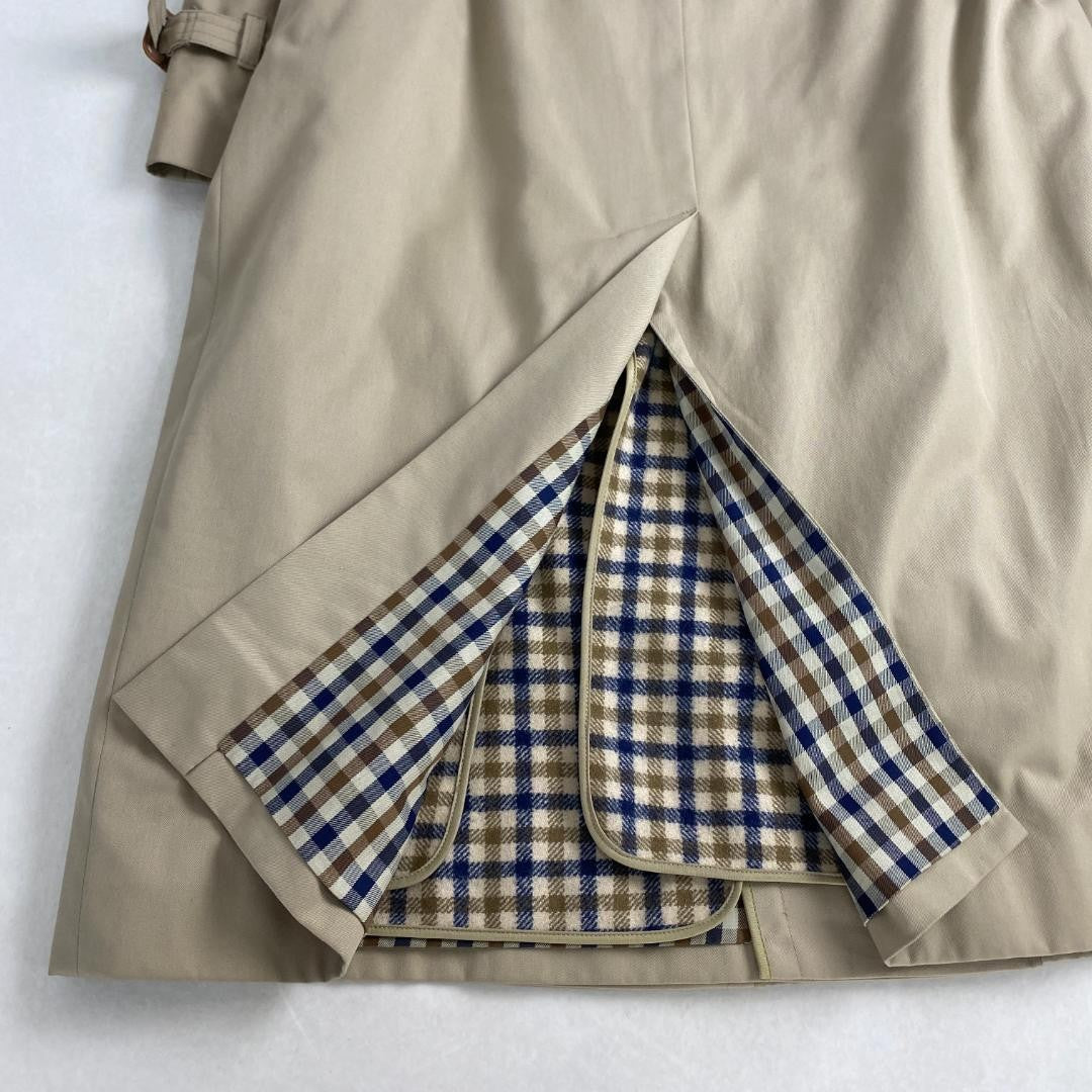 Aquascutum Trench Coat Club Check Asian fit L US size M Beige Authentic