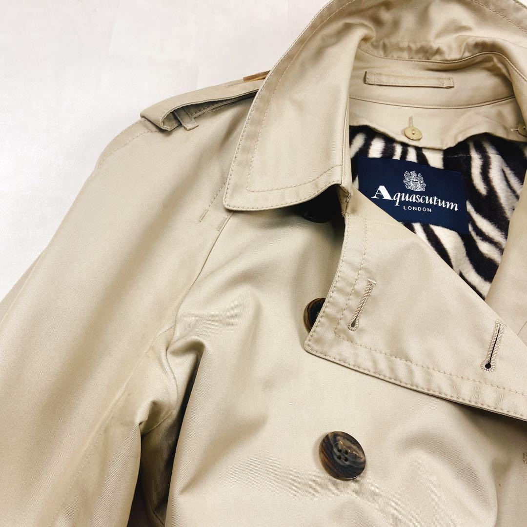 Aquascutum Trench Coat Club Check Asian fit M US size S Authentic