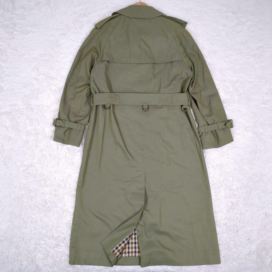 Aquascutum Trench Coat Club Check Asian fit M US size S Khaki Authentic