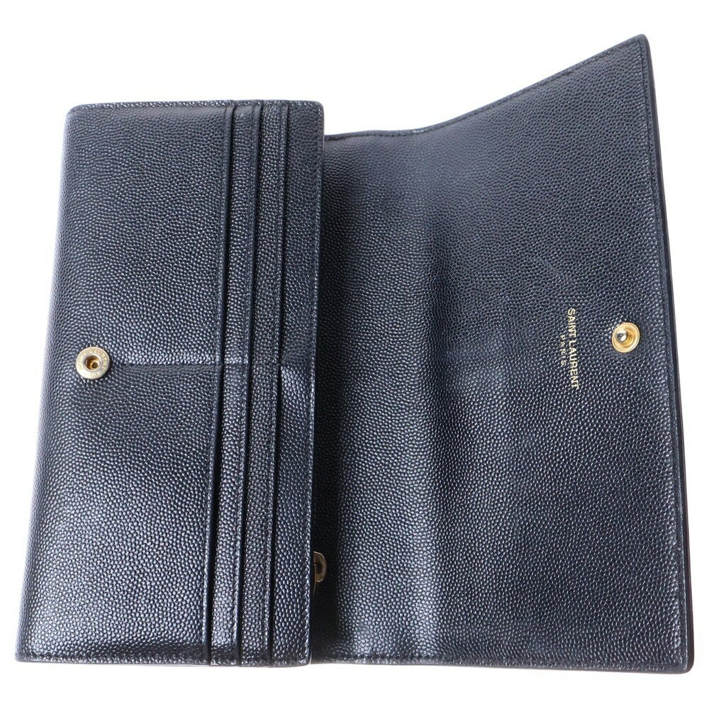 Saint Laurent Paris Flap Wallet Long Purse YSL Cassandra Black Authentic