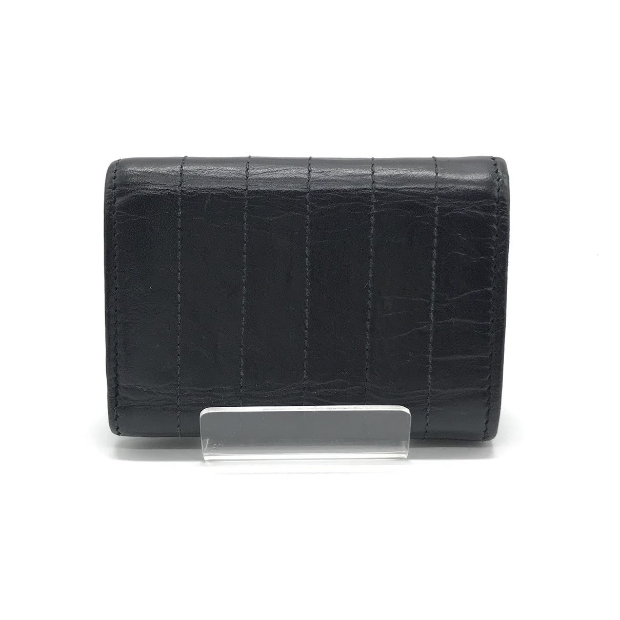 Saint Laurent Tri-fold Wallet Compact Purse YSL Cassandra Black Authentic
