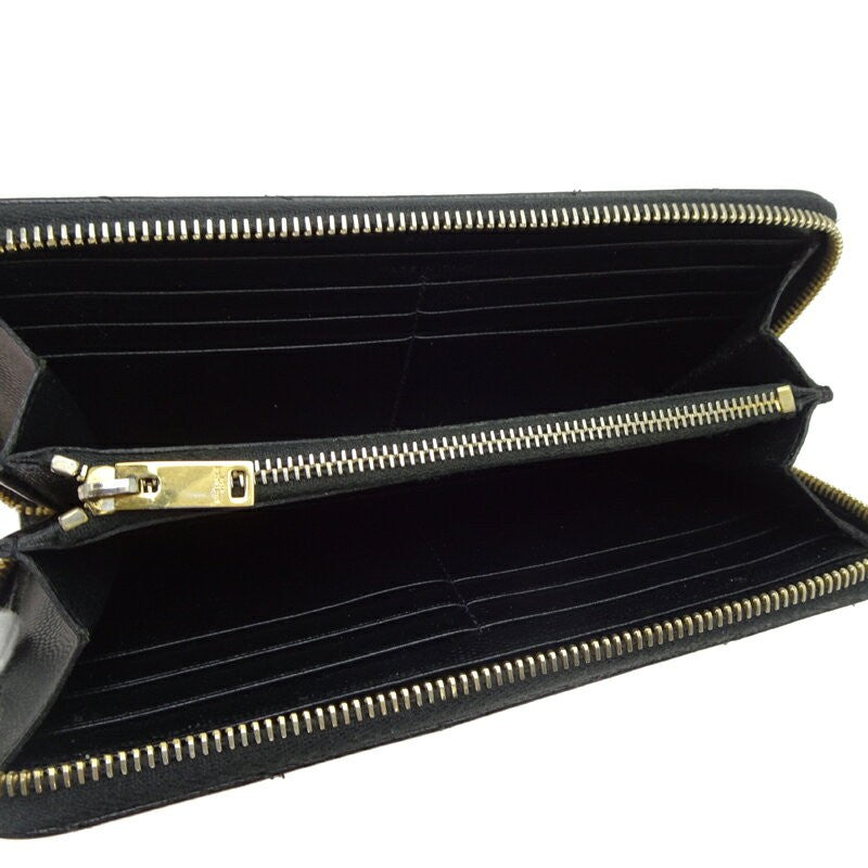 Saint Laurent Round Zip Long Wallet Purse YSL Cassandra Black Authentic