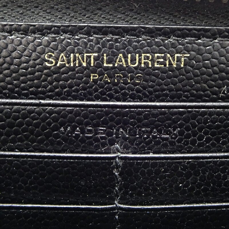 Saint Laurent Round Zip Long Wallet Purse YSL Cassandra Black Authentic