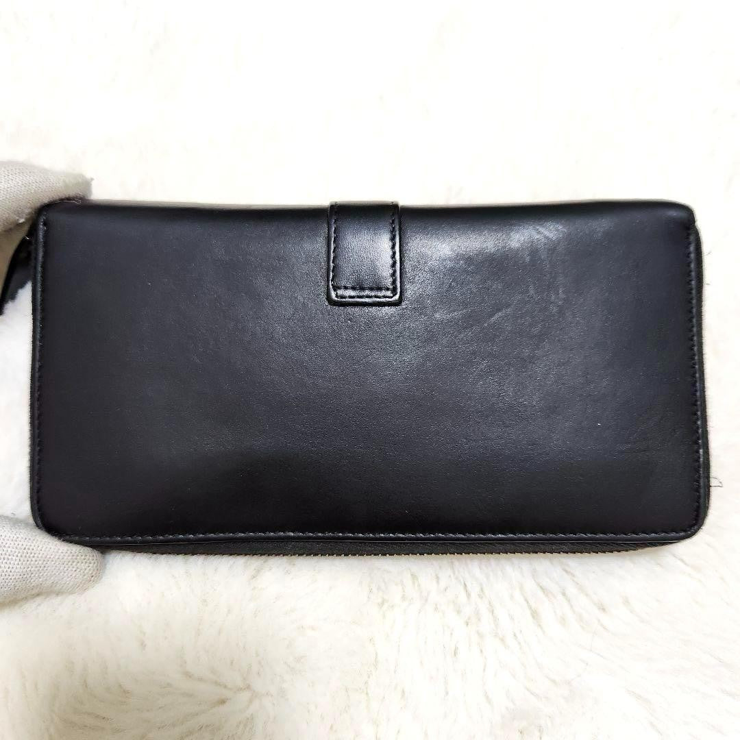 Saint Laurent Round Zip Long Wallet Purse YSL Cassandra Black Authentic