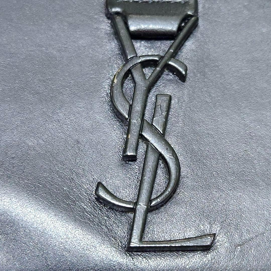 Saint Laurent Round Zip Long Wallet Purse YSL Cassandra Black Authentic