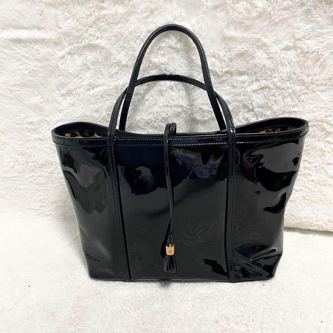 Dolce & Gabbana Hand Bag Tote Purse Leopard Black Brown Authentic