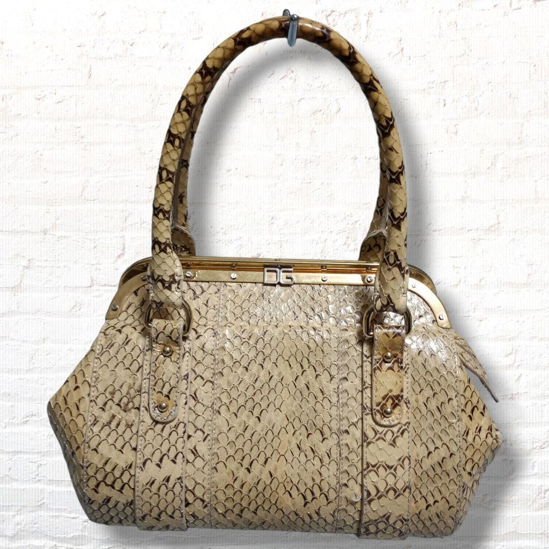 Dolce & Gabbana Hand Bag Tote Purse Leopard Leather Authentic