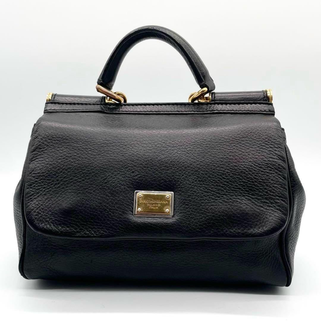 Dolce & Gabbana Shoulder Bag Purse 2way Leopard Leather Black Authentic