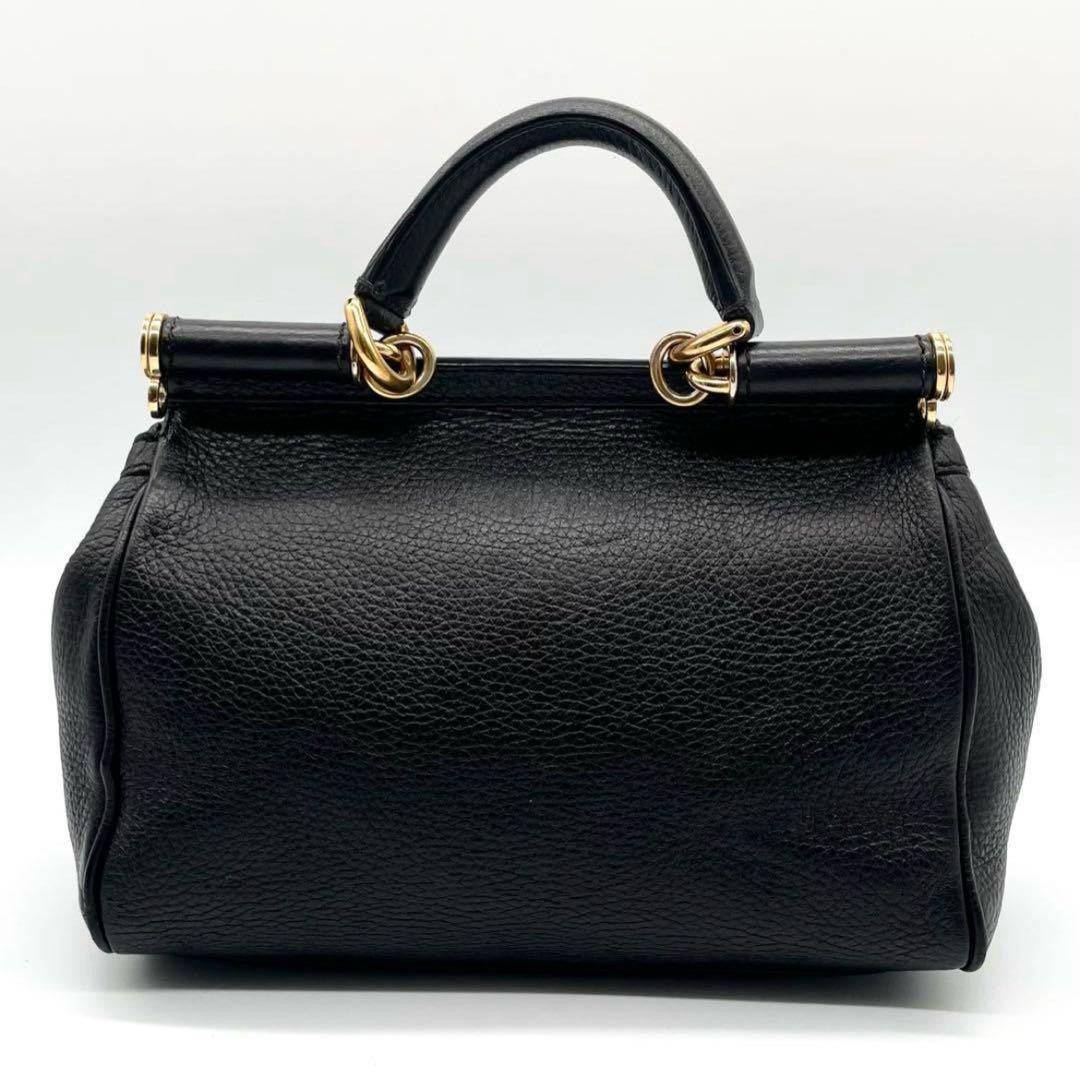 Dolce & Gabbana Shoulder Bag Purse 2way Leopard Leather Black Authentic