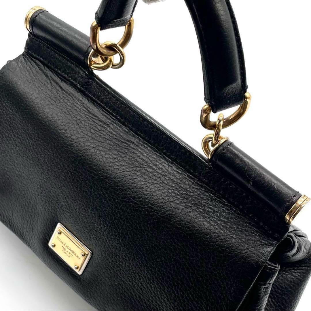 Dolce & Gabbana Shoulder Bag Purse 2way Leopard Leather Black Authentic