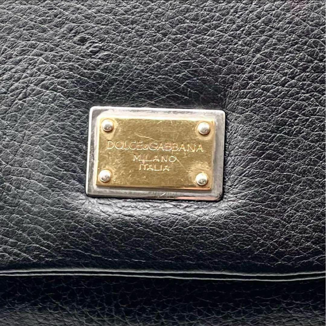 Dolce & Gabbana Shoulder Bag Purse 2way Leopard Leather Black Authentic