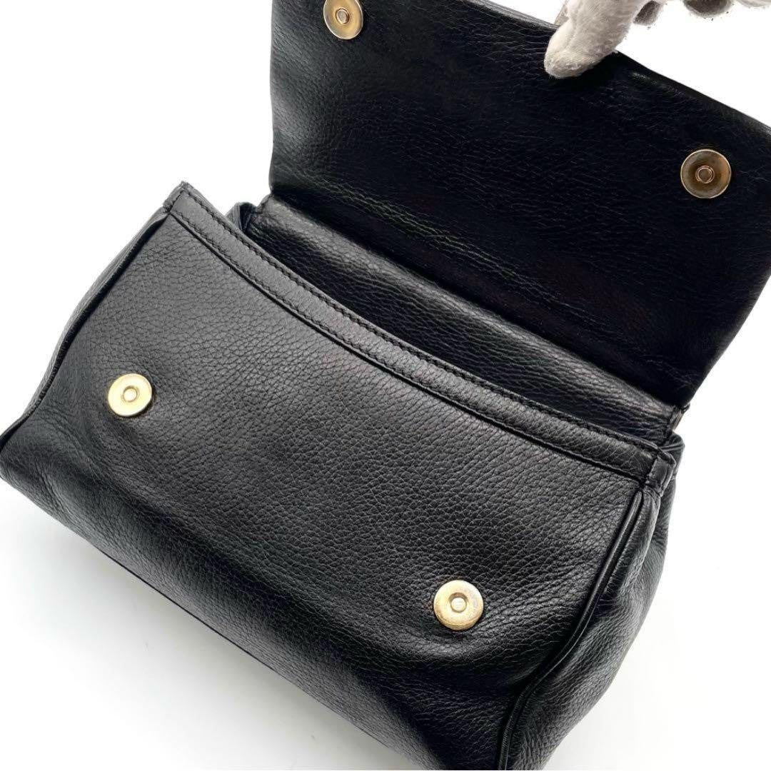 Dolce & Gabbana Shoulder Bag Purse 2way Leopard Leather Black Authentic