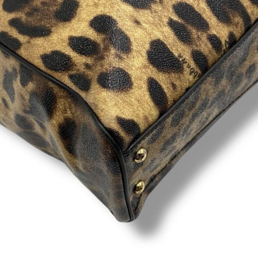 Dolce & Gabbana Hand Bag Tote Purse Leopard PVC Leather Authentic