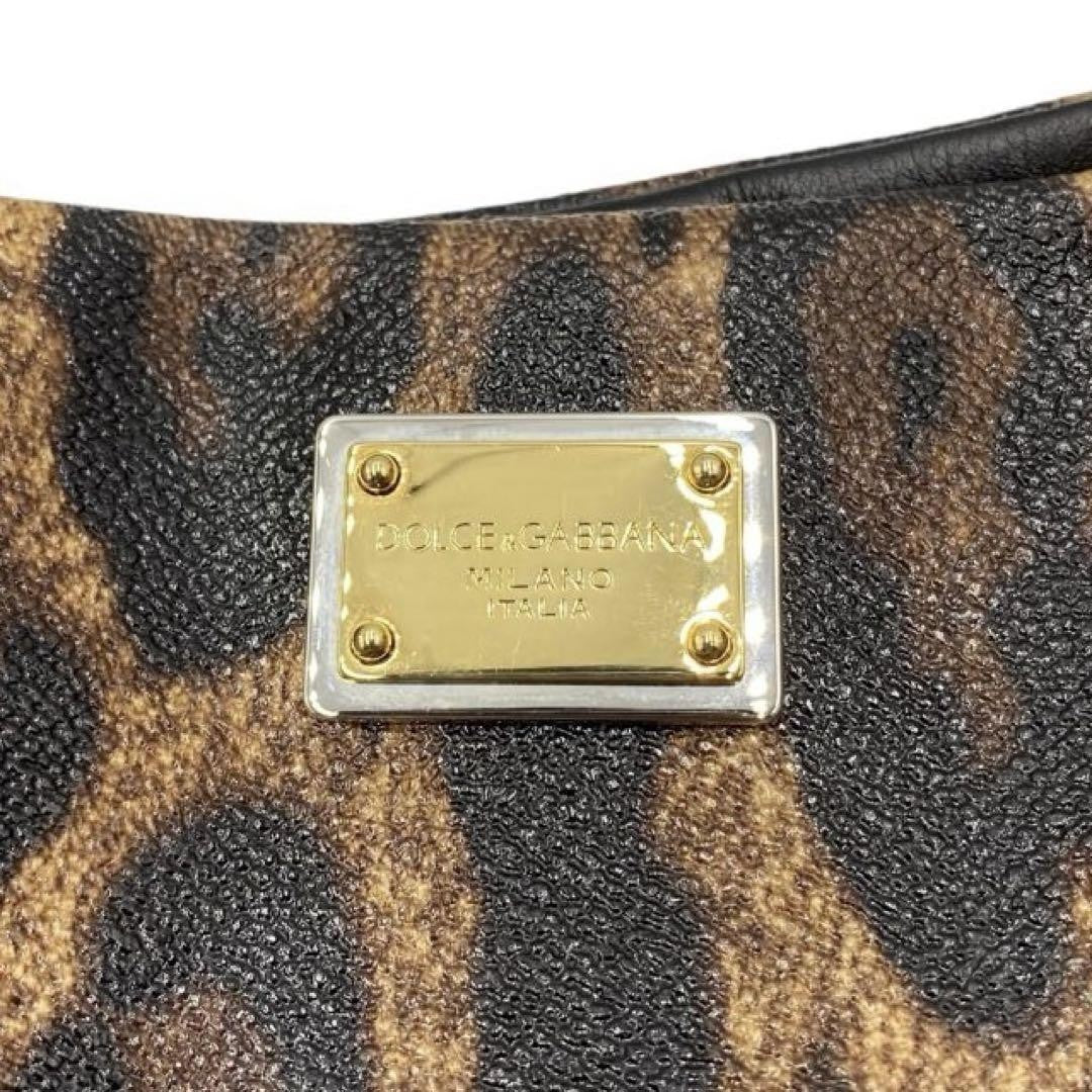 Dolce & Gabbana Hand Bag Tote Purse Leopard PVC Leather Authentic