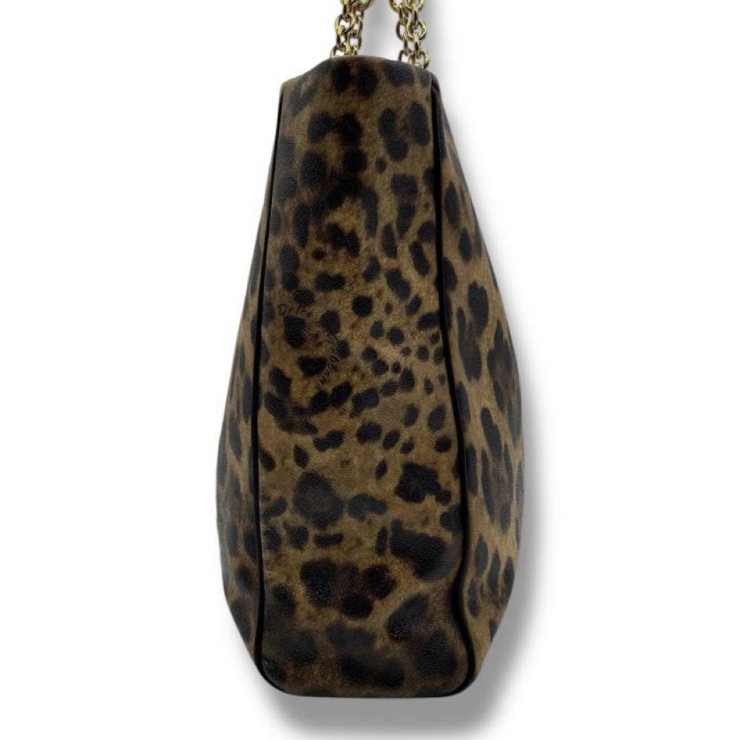 Dolce & Gabbana Hand Bag Tote Purse Leopard PVC Leather Authentic