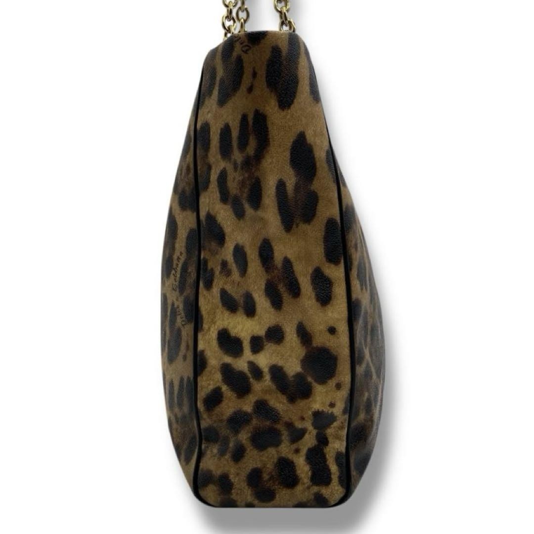 Dolce & Gabbana Hand Bag Tote Purse Leopard PVC Leather Authentic